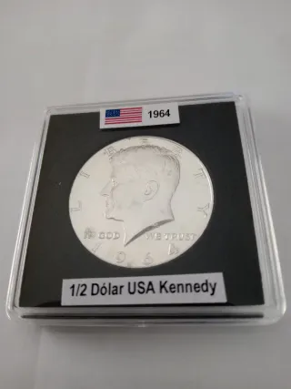 🇺🇸 Moneda plata 0.900 1/2 Dollar Kennedy 1964