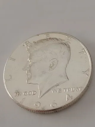 🇺🇸 Moneda plata 0.900 1/2 Dollar Kennedy 1964