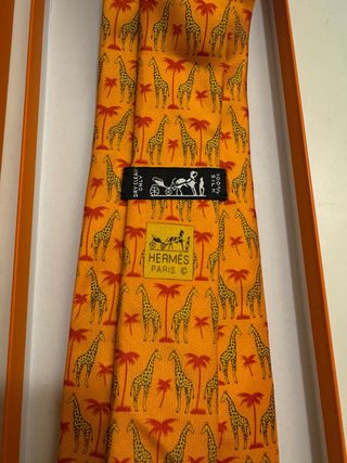 Corbata Hermes Jirafa Naranja