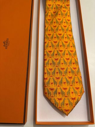 Corbata Hermes Jirafa Naranja