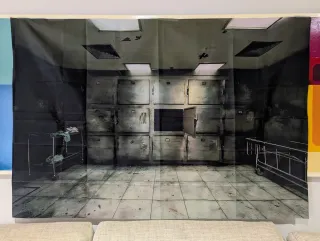 Tela mural, bandera Morgue, terror decoración