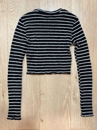 Bershka Jersey Rayas Blanco y Negro Talla S