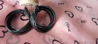 Pendientes Aro Negro y Plateado