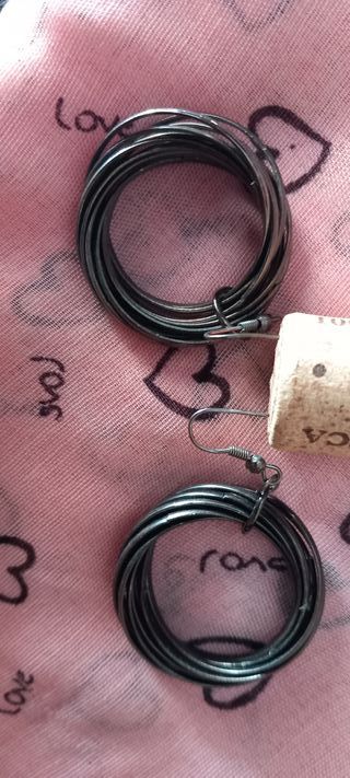 Pendientes Aro Negro y Plateado