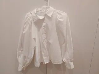 Blusa Mango Blanca Manga Abullonada Talla S