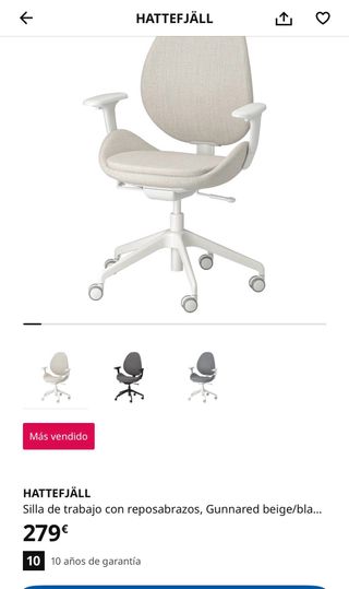 Silla ergonómica Ikea Beige/Blanca