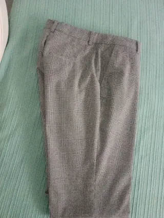 Pantalón H&M Gris Príncipe de Gales Talla M