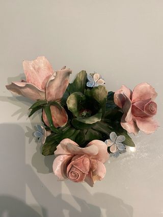 Candelabro Capodimonte Flores Rosas