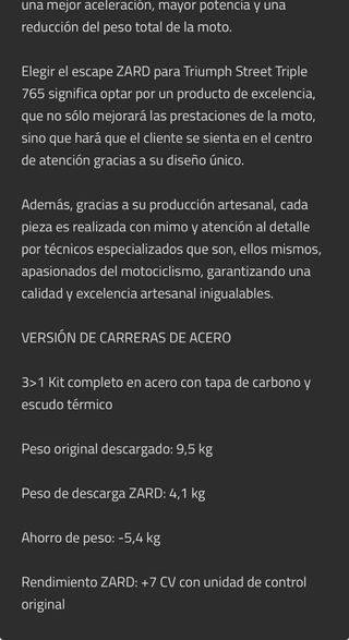 Escape Zard Triumph Street Triple 765