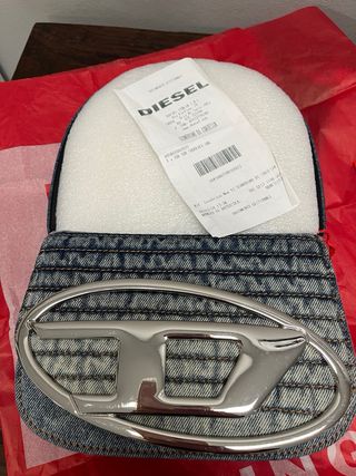 Borsa Diesel in jeans con logo D argento