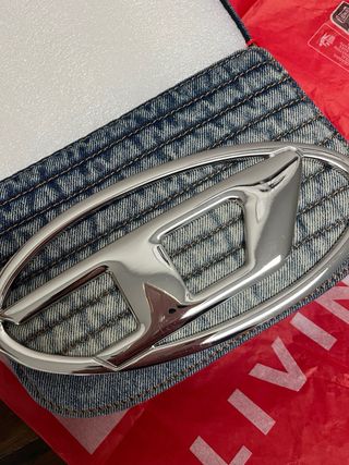 Borsa Diesel in jeans con logo D argento