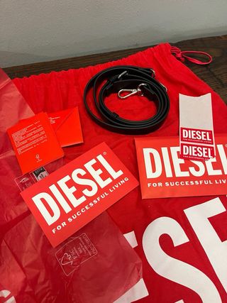 Borsa Diesel in jeans con logo D argento