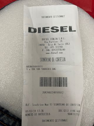 Borsa Diesel in jeans con logo D argento