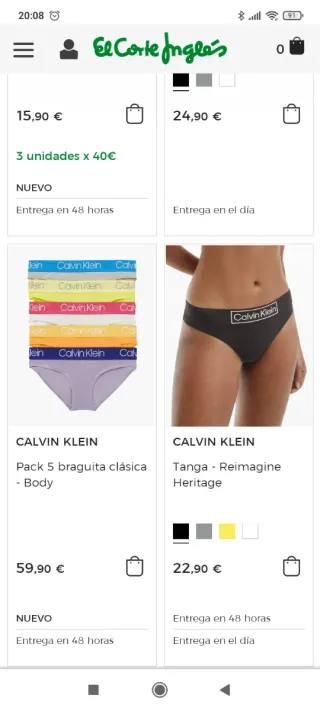 Pack 5Bragas CK Nueva