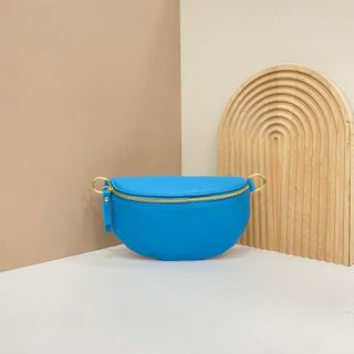 Bolso Piel Riñonera/Hombro Azul 1604