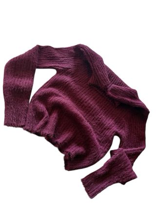 Maglione donna con spalle scoperte color vinaccio