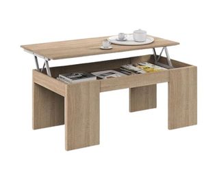 Mesa Centro Elevable Madera Blanca