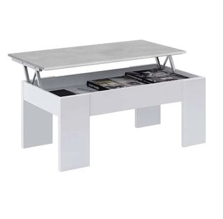 Mesa Centro Elevable Madera Blanca