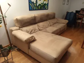 Sofá cheslon beige tela