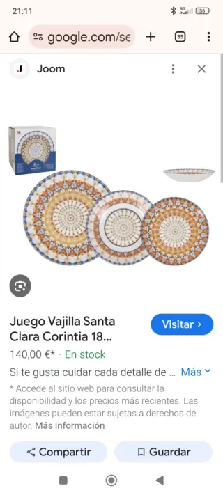 VAJILLA SANTA CLARA "CORINTIA"  Completa Nueva