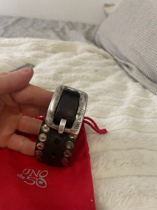 Pulsera Cuero Marrón y Plata Uno de 50