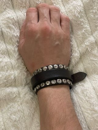 Pulsera Cuero Marrón y Plata Uno de 50