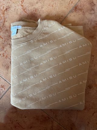 Sudadera AMISU Beige Talla S Con pelo por dentro.