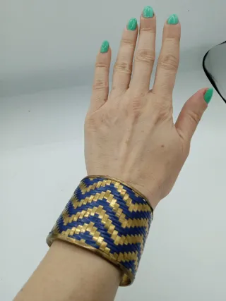 Bracciale rigido vintage ottone intrecciato