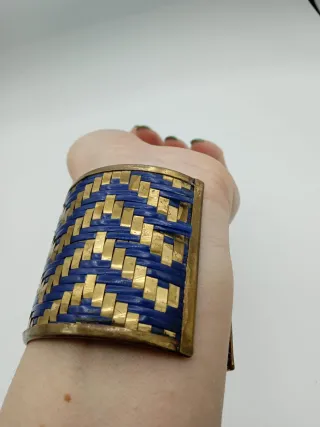 Bracciale rigido vintage ottone intrecciato