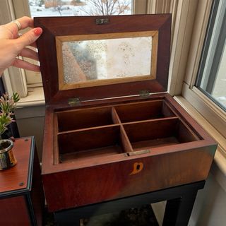 Antica scatola da lavoro noce fine '800