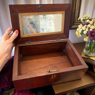 Antica scatola da lavoro noce fine '800