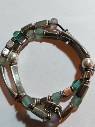 Bracciale elastico Uno De 50 perla e argento