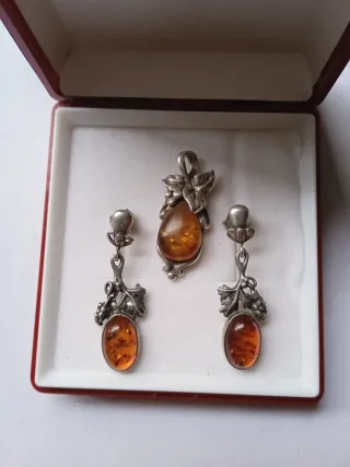 Conjunto Plata y Ámbar Vintage
