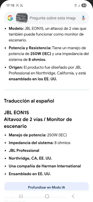 Altavoces JBL Profesional