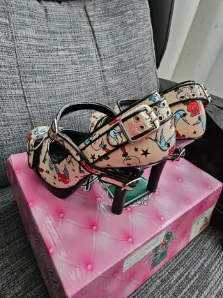 Zapatos Mary Jane Pin Up Couture Tattoo Talla 38