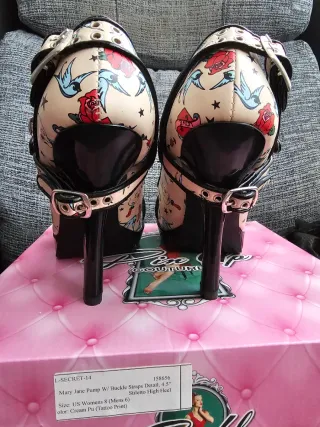 Zapatos Mary Jane Pin Up Couture Tattoo Talla 38