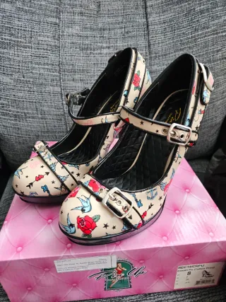 Zapatos Mary Jane Pin Up Couture Tattoo Talla 38