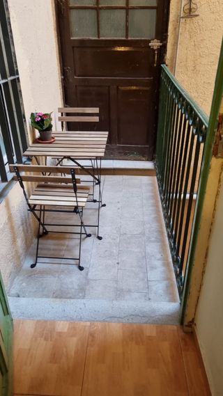 Mesa y 2 Sillas Exterior Madera y Metal