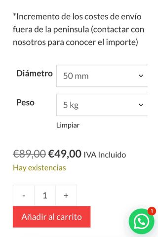 Mancuernas 50 mm Racksrooster 40kg