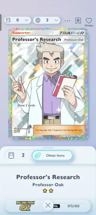 Carta Pokémon Profesor Oak TCG Pocket