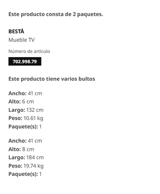Mueble TV BESTÅ IKEA blanco 180 × 40 × 64 cm