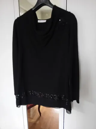 Maglia donna nera con paillettes