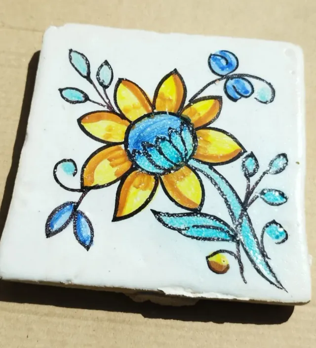Lote 7 Azulejos Cerámicos Flor