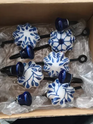 Tiradores Cerámica Azul y Blanco (5 uds)