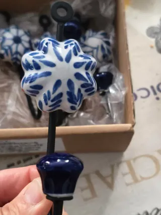 Tiradores Cerámica Azul y Blanco (5 uds)