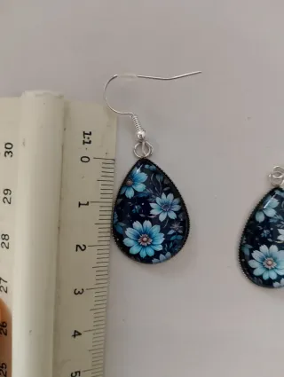 Orecchini goccia cielo stellato fiori blu