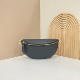 Bolso Piel Auténtica Negro Riñonera/Hombro 1613