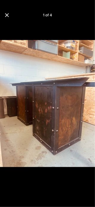 Mesa y Pedestales/Patas Banco Acabado Antiguo