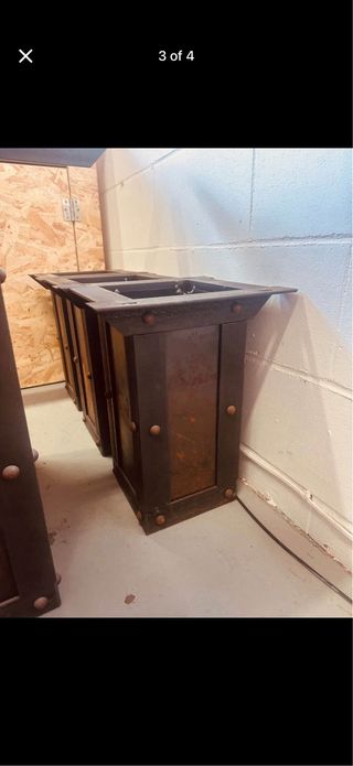 Mesa y Pedestales/Patas Banco Acabado Antiguo