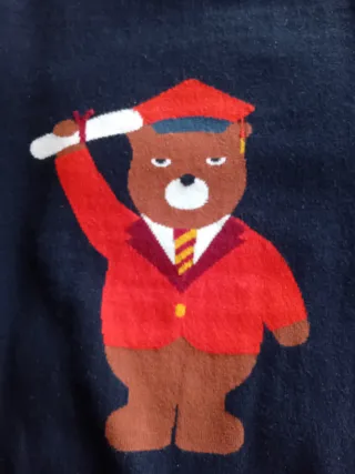 Maglione blu con orsetto laureato